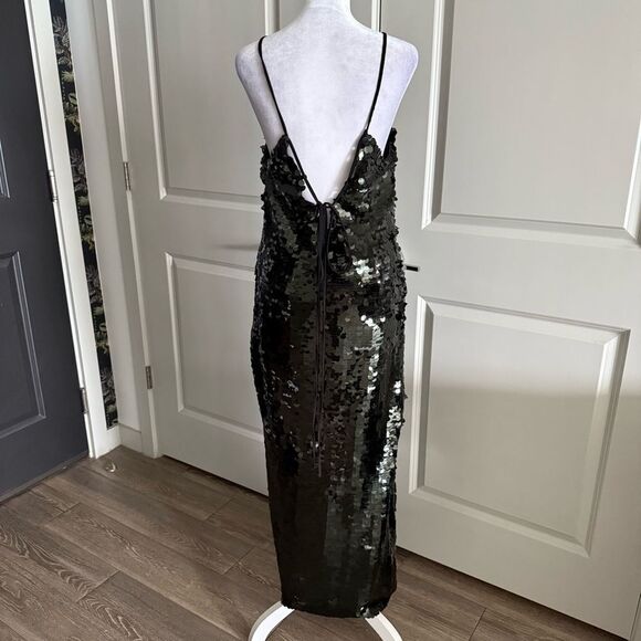 Free People Gorgeous Black and Deep Emerald Green Sequins Maxi Dress Size S - Picture 6 of 9